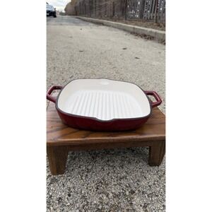 KitchenAid Enameled Cast Iron Square Grill Pan Red 11" Double Handle